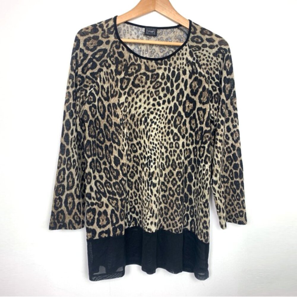 VAMP Animal Print Top Mesh Trim
